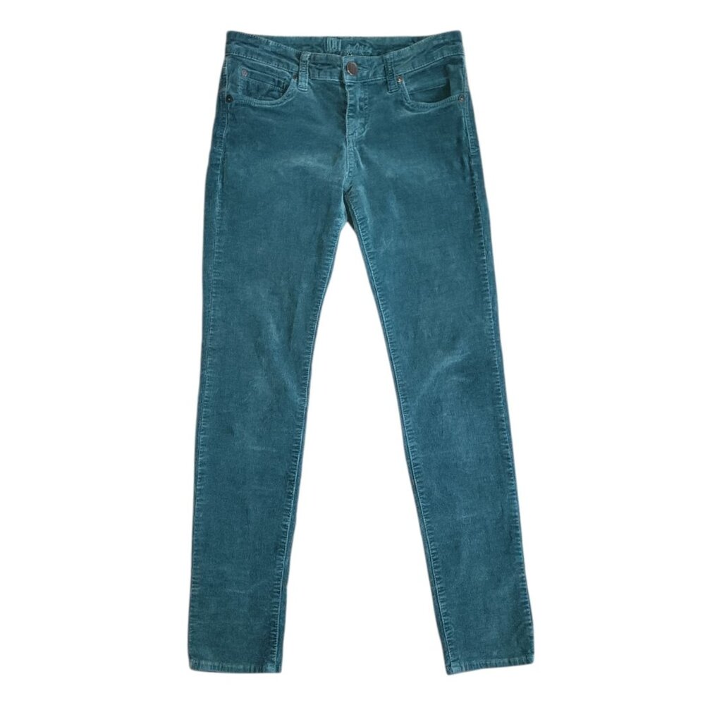 Kut From The Kloth Pants Womens Size 4 Solid Green Corduroy Skinny Modern Casual